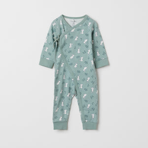 Bunny Print Organic Baby Romper from the Polarn O. Pyret baby collection. Made using 100% GOTS Organic Cotton