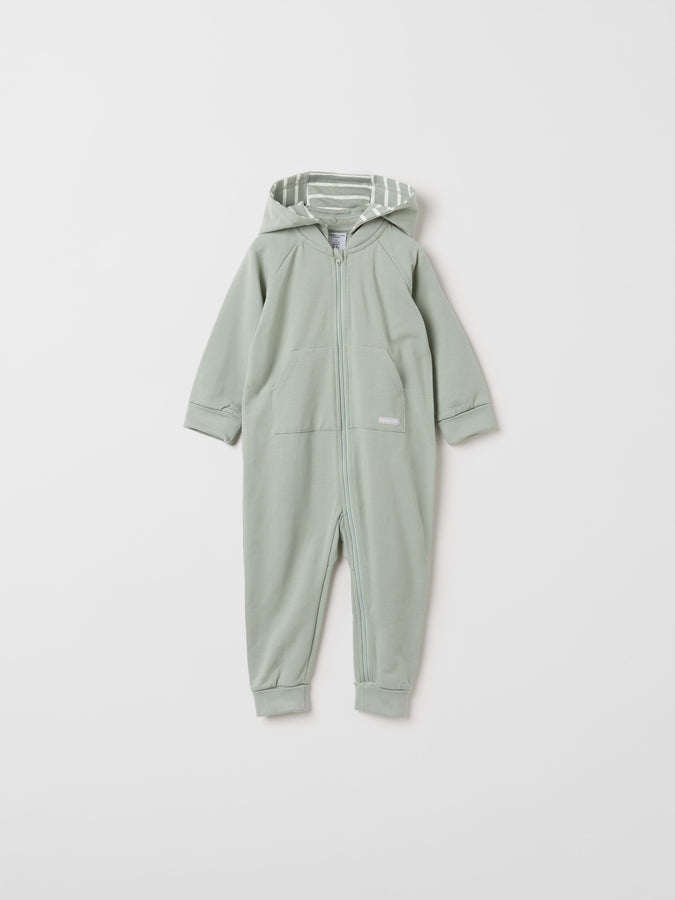 Green Organic Cotton Baby All-In-One from the Polarn O. Pyret baby collection. Nordic baby clothes made from sustainable sources.
