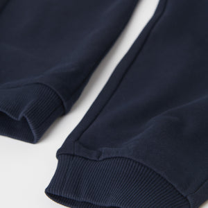 Organic Cotton Navy Kids Joggers from the Polarn O. Pyret kidswear collection. Ethically produced kids clothing.