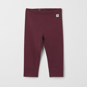 Organic Cotton Burgundy Baby Leggings from the Polarn O. Pyret baby collection. Ethically produced baby clothing.