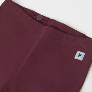 Organic Cotton Burgundy Baby Leggings from the Polarn O. Pyret baby collection. Ethically produced baby clothing.