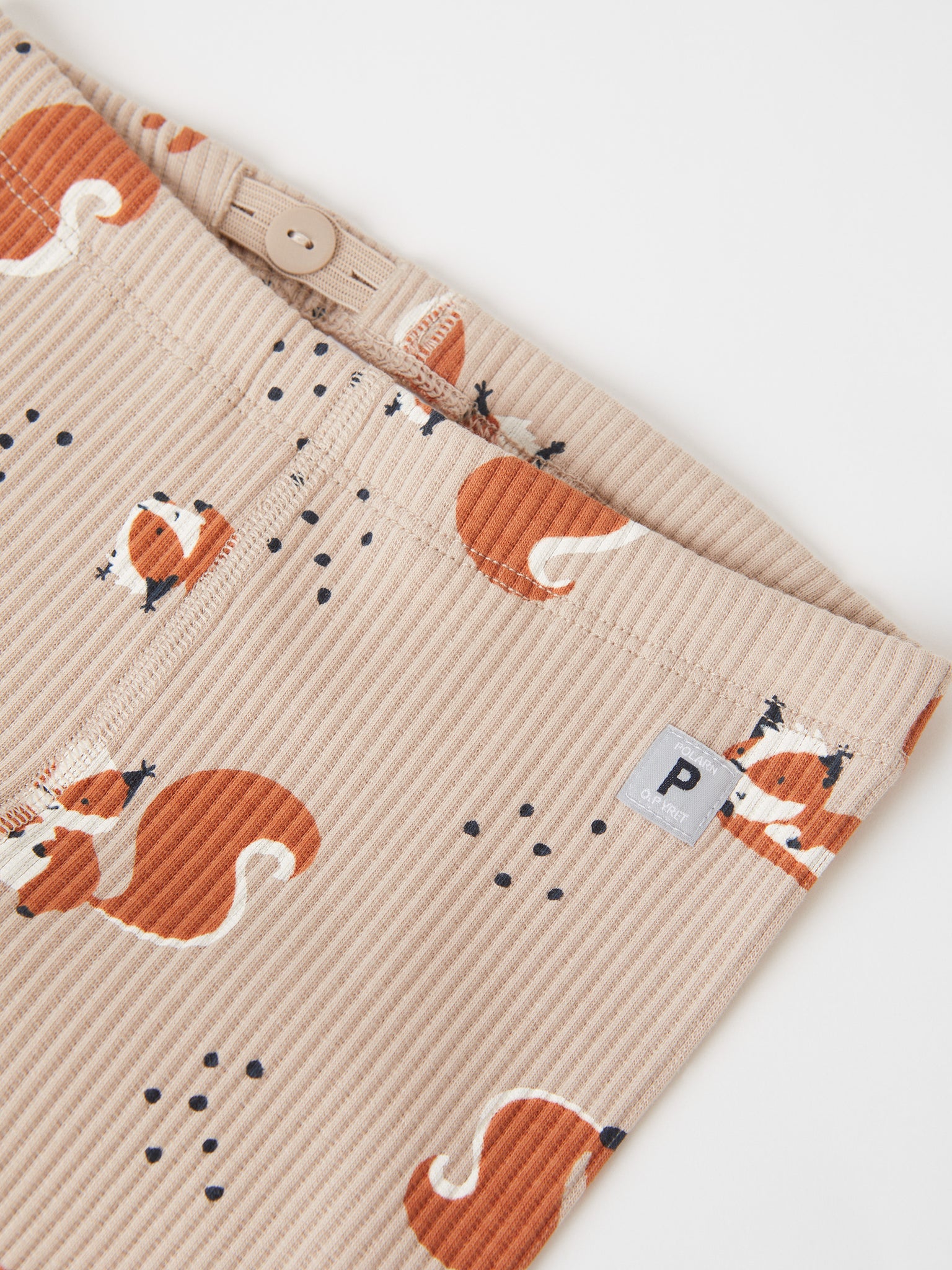 Squirrel Print Cotton Baby Leggings from the Polarn O. Pyret baby collection. Nordic baby clothes made from sustainable sources.