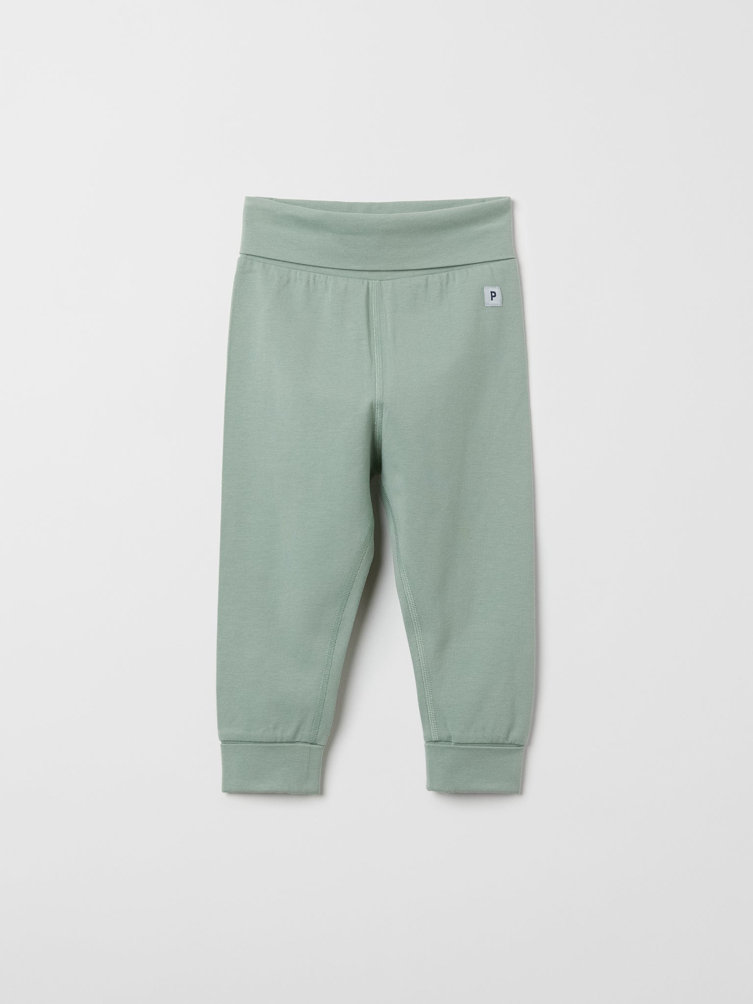 Organic Cotton Green Baby Leggings from the Polarn O. Pyret baby collection. Nordic baby clothes made from sustainable sources.