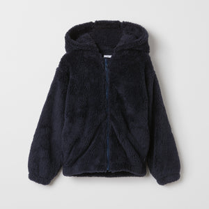 Navy Teddy Fleece Kids Hoodie from the Polarn O. Pyret kidswear collection. Ethically produced kids clothing.
