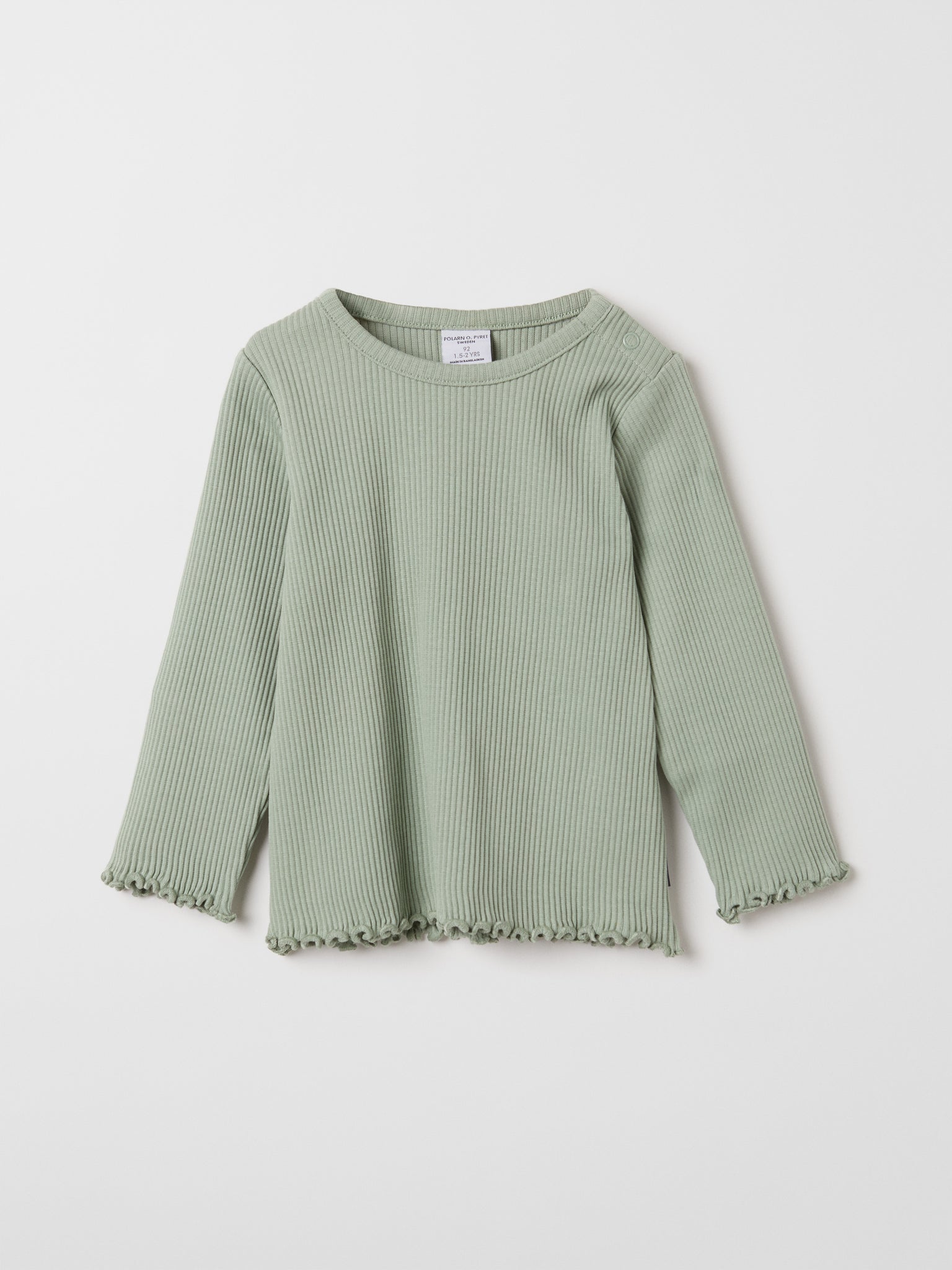 Ribbed Organic Cotton Green Kids Top from the Polarn O. Pyret kidswear collection. Nordic kids clothes made from sustainable sources.