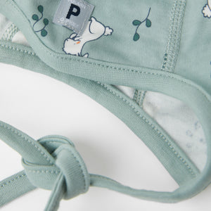 Bunny Print Organic Cotton Baby Hat from the Polarn O. Pyret baby collection. Made using 100% GOTS Organic Cotton