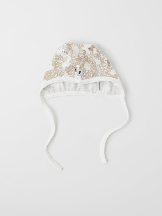 Sheep Print Organic Cotton Baby Hat from the Polarn O. Pyret baby collection. Nordic baby clothes made from sustainable sources.