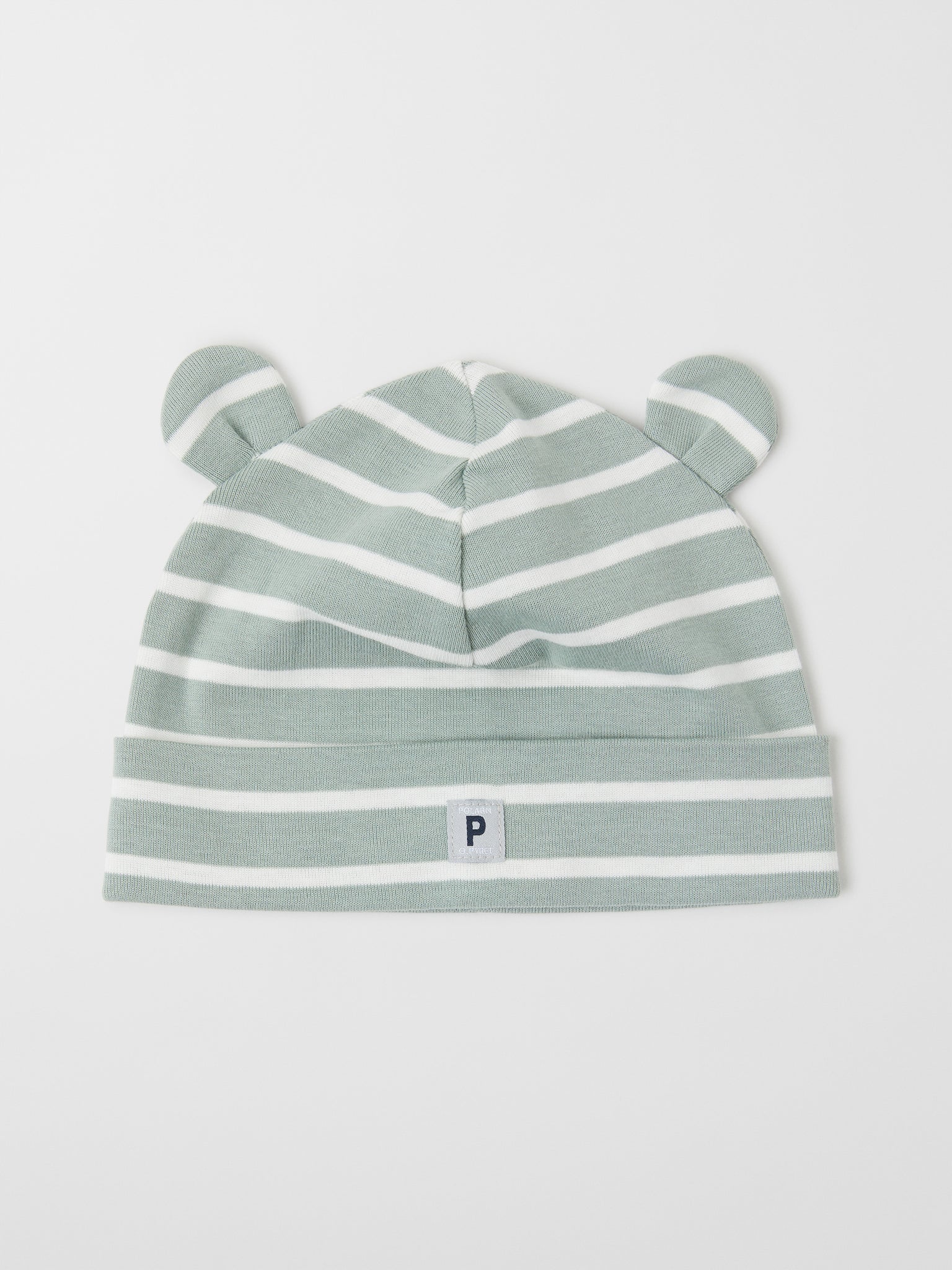 Striped Green Baby Beanie Hat from the Polarn O. Pyret baby collection. Clothes made using sustainably sourced materials.