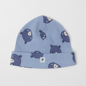 Bear Print Baby Beanie Hat from the Polarn O. Pyret baby collection. Nordic baby clothes made from sustainable sources.