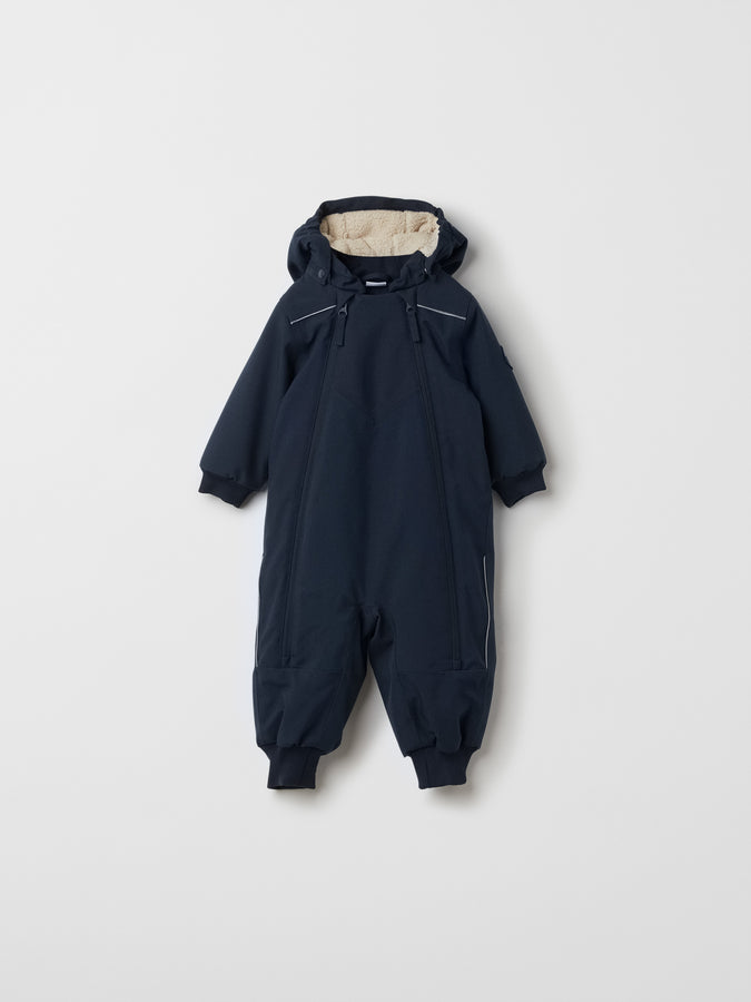 Navy Padded Baby Pramsuit from the Polarn O. Pyret outerwear collection. Ethically produced kids outerwear.