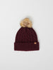 Burgundy Kids Wool Bobble Hat from the Polarn O. Pyret outerwear collection. The best ethical kids outerwear.