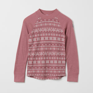 Merino Nordic Pink Thermal Kids Top from the Polarn O. Pyret outerwear collection. Quality kids clothing made to last.