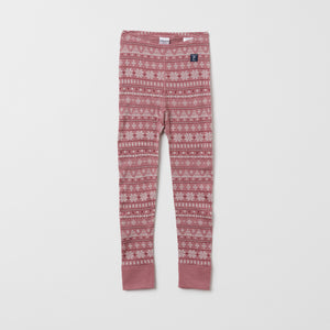 Merino Pink Kids Thermal Leggings from the Polarn O. Pyret outerwear collection. Made using ethically sourced materials.