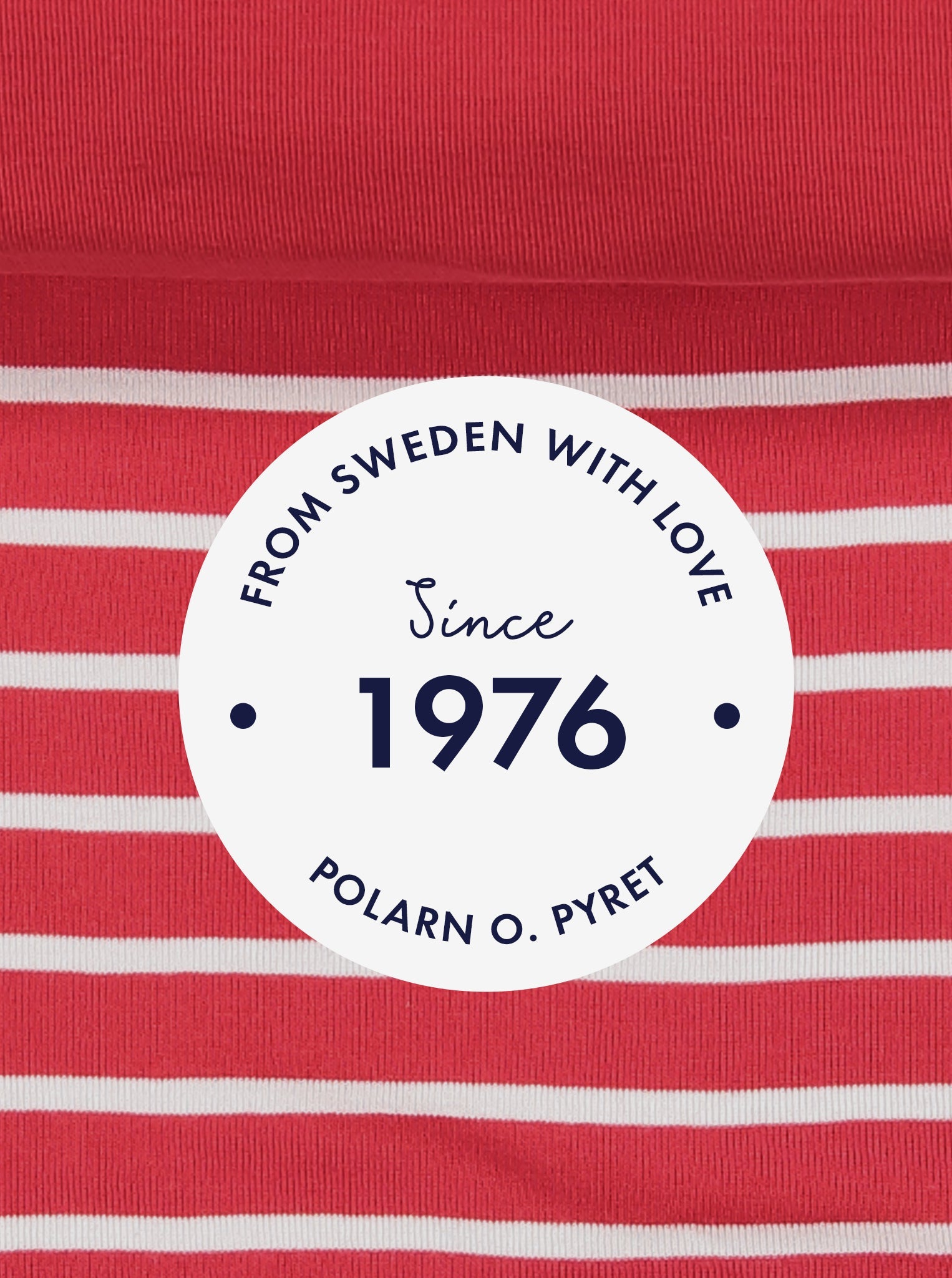 PO.P 1976 logo in red and white stripes