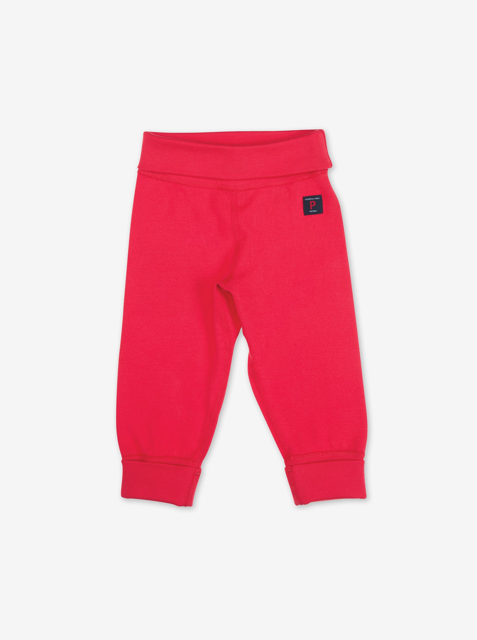 red baby leggings ethical organic cotton, polarn o. pyret quality