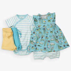 Pond Print Baby Dress &amp; Shorts Set