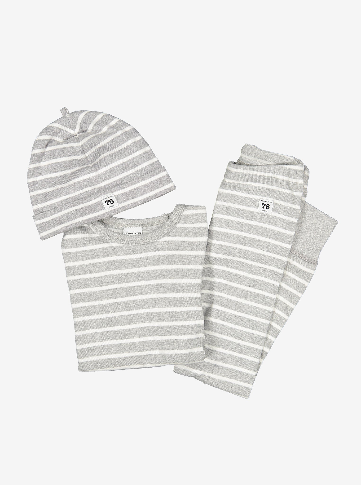 grey and white stripes kids leggings, ethical organic cotton, long lasting polarn o. pyret quality