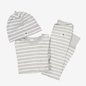 grey and white stripes kids leggings, ethical organic cotton, long lasting polarn o. pyret quality