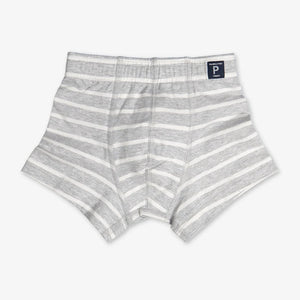 boys grey and white striped boxers, comfortable quality organic cotton, polarn o. pyret 