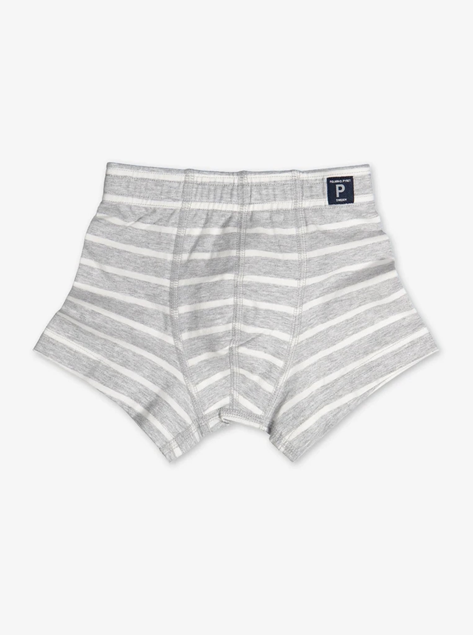 boys boxers grey and white stripe, organic cotton comforable, polarn o. pyret quality 
