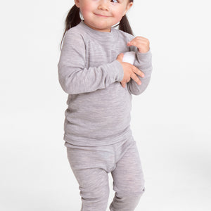kids merino long johns grey, warm and comfortable, ethical and long lasting polarn o. pyret