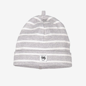 newborn baby gift set grey striped, quality hat socks bottoms babygrow, polarn o. pyret organic cotton