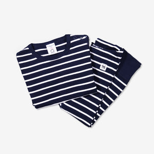  PO.P classic adult leggings and top in navy and white stripes 