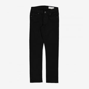 kids black slim fit jeans made with organic denim, comfortable, stretch, flexible and durable 