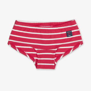 girls red and white striped hipster pants briefs, comfortable quality organic cotton, polarn o. pyret