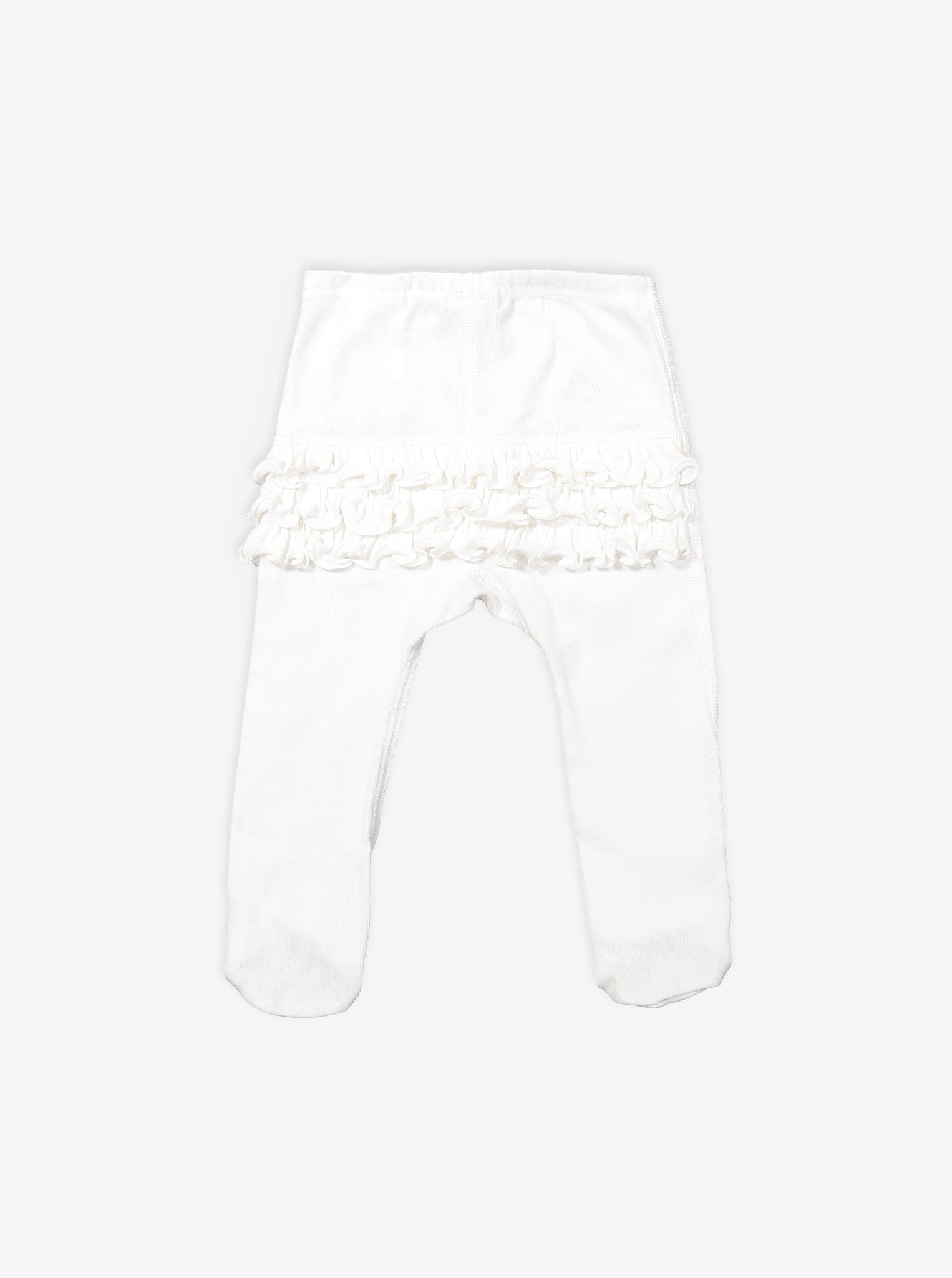   PO.P classicwhite kids leggings with ruffled detailing and feet made with organic cotton 